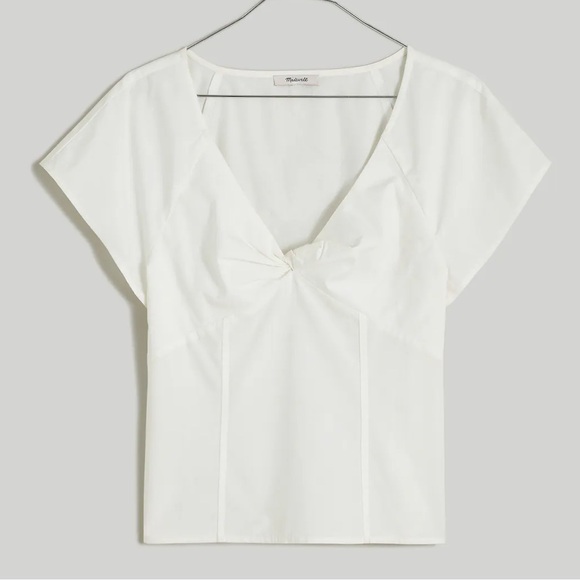 NWT Madewell White Twist-Front Seamed Top in Poplin. Size 8 - Picture 1 of 7